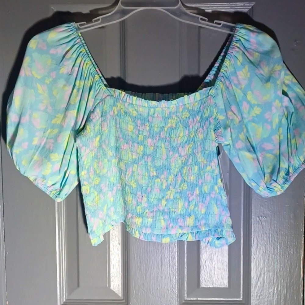 BP Blue Flowered Crop Top